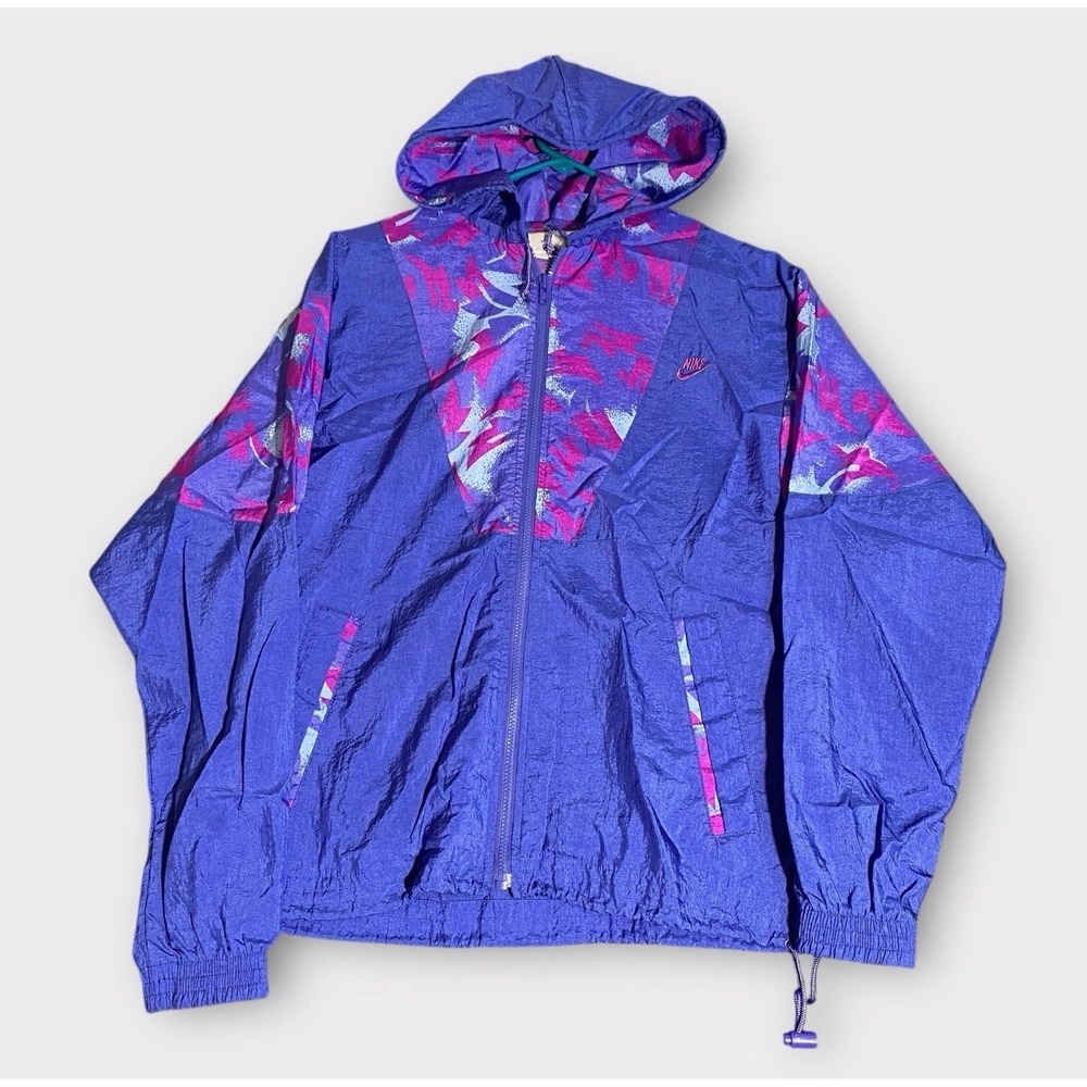 Vintage Nike Jacket Women Medium Purple Pink Anorak Windbreaker Zip Colorblock M